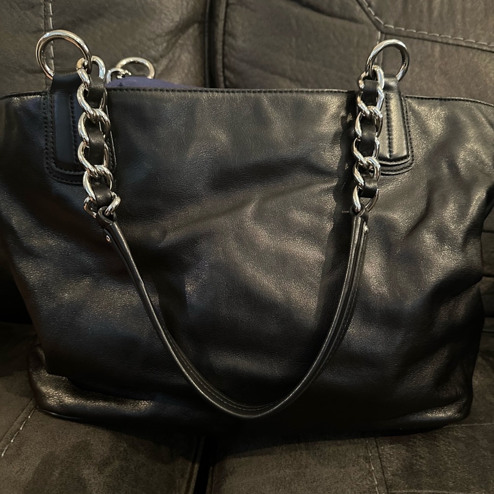 Vintage Coach Black Tote with Silver Chain Details - Picture 2 of 4